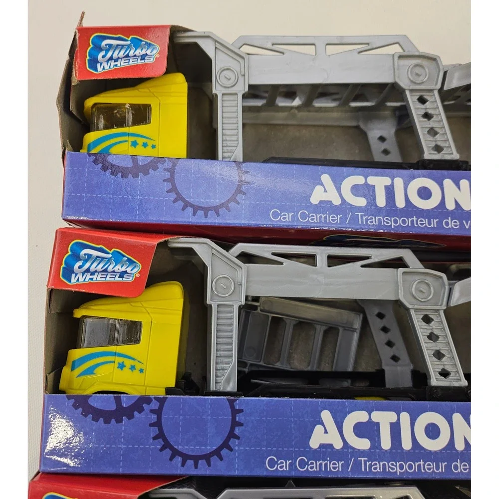 Turbo Wheels Action Car Carrier Toy Truck Lot of 3 Yellow Green‎ Transporters